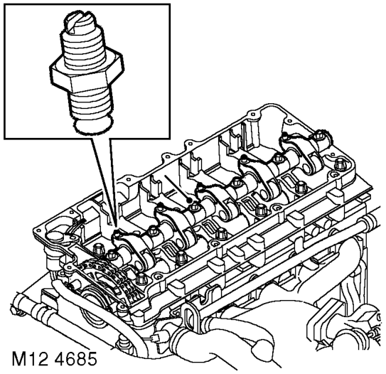 Rocker shaft assembly – Rotate engine clockwise, until camshaft sprocket and timing chain marks are aligned and fi