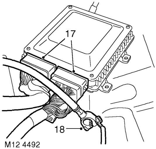 Disconnect 2 engine harness multiplugs from fuse box.