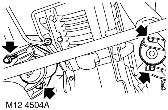 Remove 6 bolts securing gearbox housing to engine.
