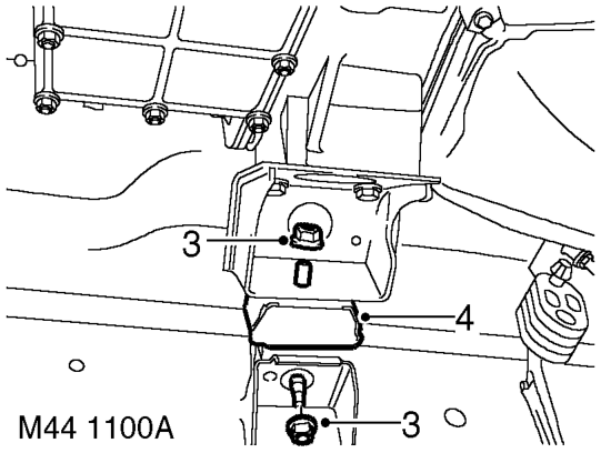 Mounting - engine - rear - lh – Position jack to support gearbox.