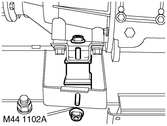 Mounting - engine - rear - rh – Raise vehicle on ramp.