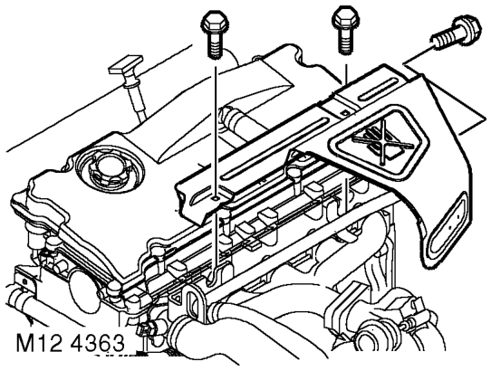 Filter - oil – Remove 3 bolts and remove engine acoustic cover.