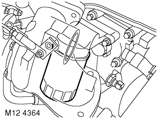 Filter - oil – Remove 3 bolts and remove exhaust manifold heat shield.
