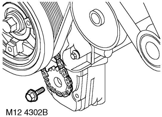 Position oil pump drive sprocket and chain onto oil pump ensuring that the 'D' shape on th
