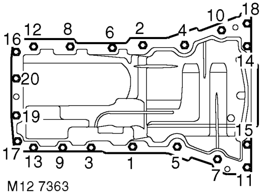 Fit and lightly tighten bolts securing sump to gearbox bell housing.