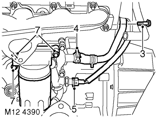 Cooler - engine oil – 2. Remove centrifuge assembly.  ENGINE - Td5, REPAIRS, Gasket - centrifuge oil drain pipe