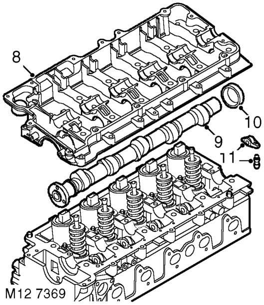 Using sequence shown, progressively loosen 13 bolts securing camshaft carrier to cylinder 
