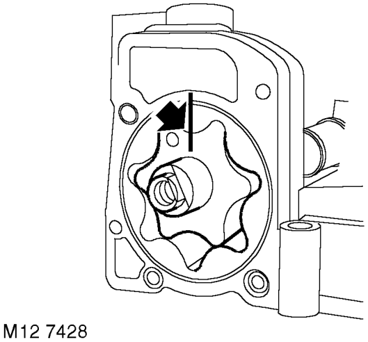 Remove and discard 5 screws securing cover to oil pump, remove cover.