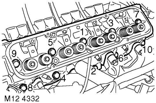 Lightly lubricate new cylinder head bolt threads with clean engine oil.