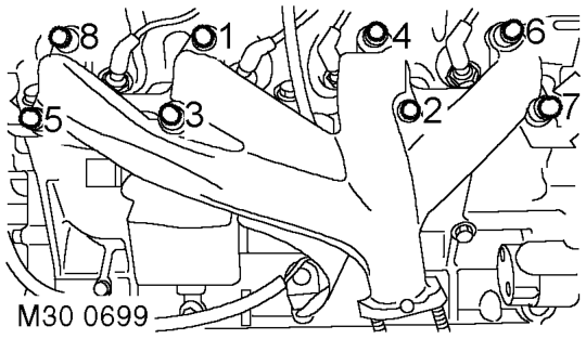 Fit rocker shaft bolts and progressively tighten to 40 Nm (30 lbf.ft).