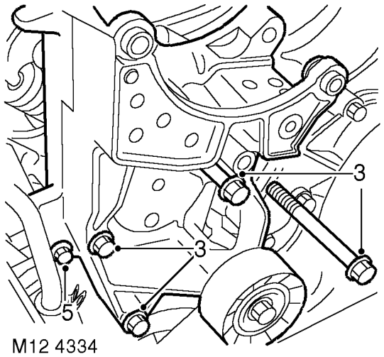 Injection. – Remove bolt securing auxiliary drive belt tensioner and remove tensioner.