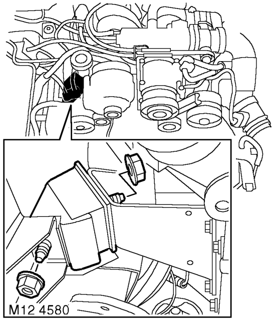 Mounting - front - rh – Position a jack beneath the sump, and support the engine on the jack.