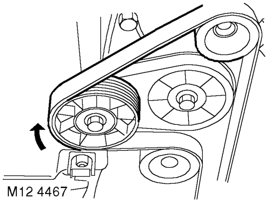 Engine assembly – Release 2 hose clips and remove top hose.