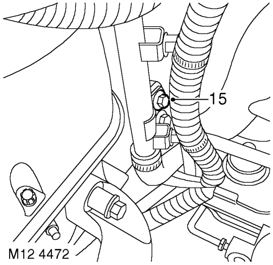 Release clips securing hose to coolant pump and coolant rail, release hose and position as