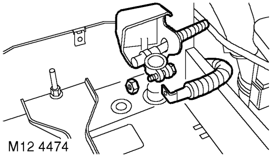Remove bolt securing engine earth lead and position earth lead aside.