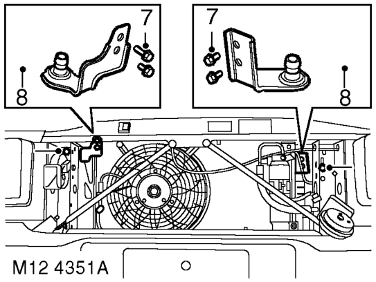 Cooler - engine oil – Remove nut and move LH horn aside.