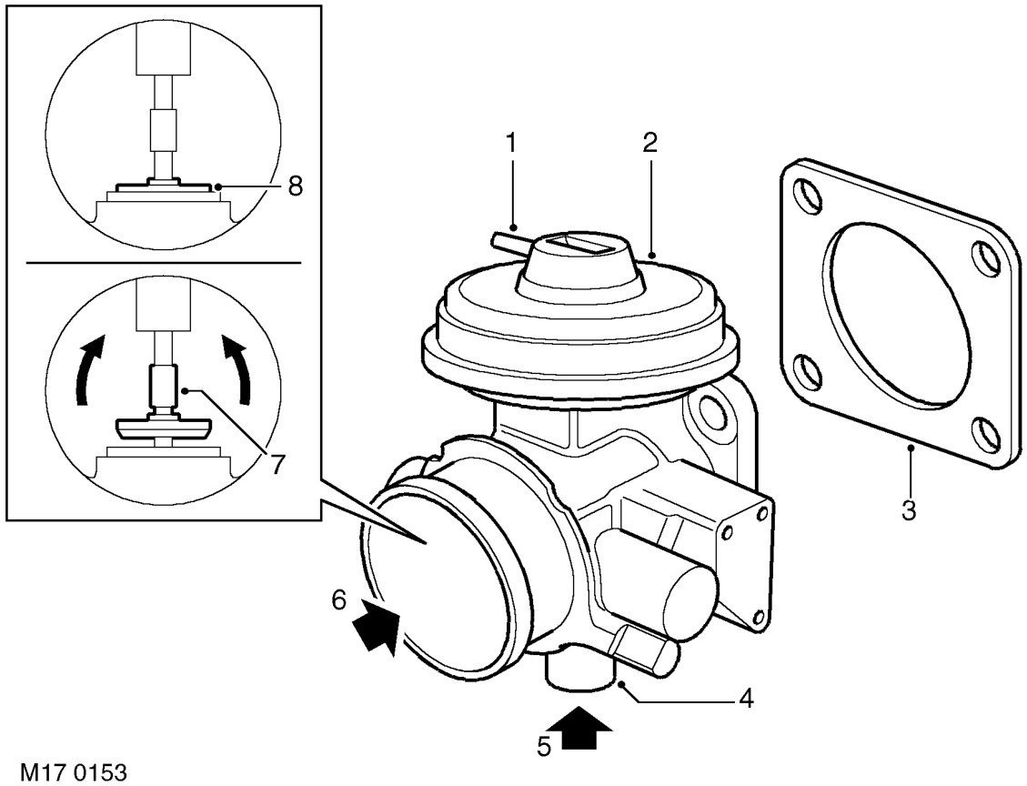 Egr valve – The blue and brown vacuum hoses are protected by corrugated plastic sheaths. The ends of t