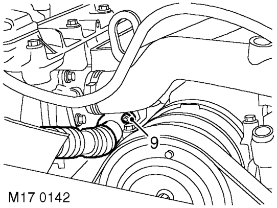 Remove 2 bolts and release EGR valve clip from cylinder head.