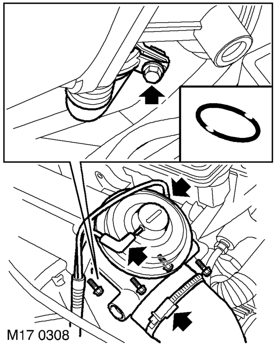 Valve - egr - eu3 models – Remove cooling fan coupling.  COOLING SYSTEM - Td5, REPAIRS, Fan - viscous.