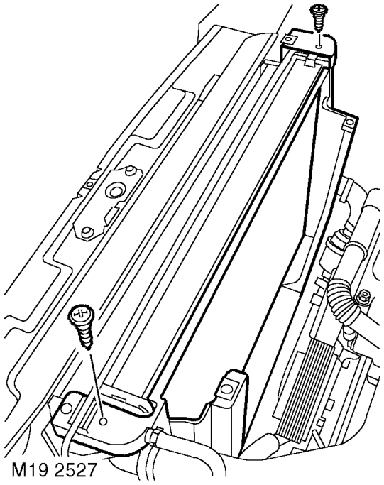 Intercooler – Remove 7 bolts and remove battery carrier.