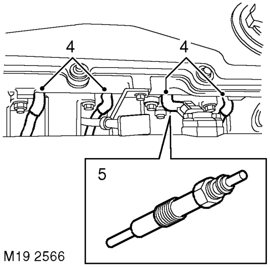 Glow plugs – Disconnect battery earth lead.