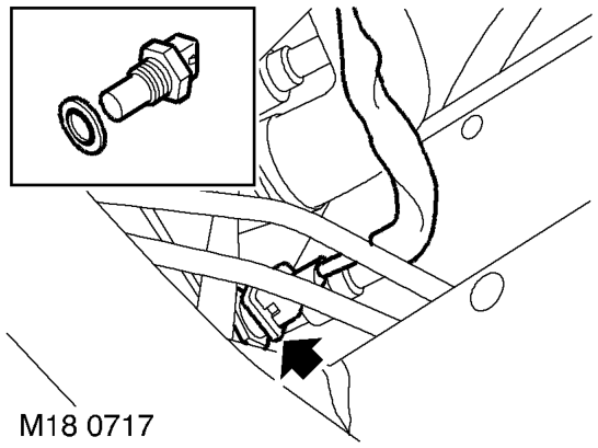 Sensor - radiator temperature – Position container to collect coolant spillage.