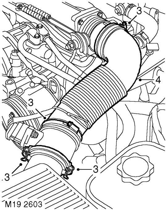 Air cleaner assembly – Remove both parts of air intake ducting.