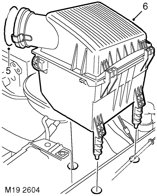 Air cleaner assembly – Release air intake hose and position aside.