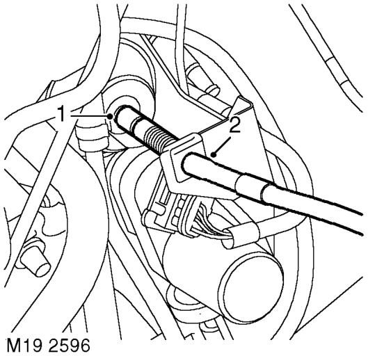 Cable - cruise control – If fitted: Fit heat shield, fit nuts and tighten to 10 Nm (7 lbf.ft).