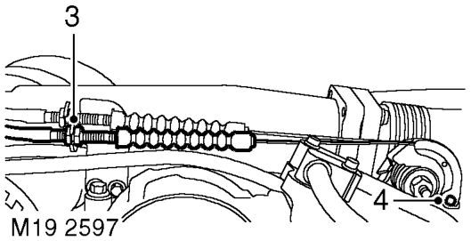 Cable - cruise control – Release outer cable from actuator mounting bracket.