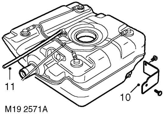 Tank - fuel – Remove cradle from fuel tank.