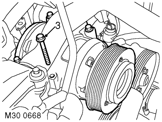 Gasket - exhaust manifold – Models with air conditioning: Remove auxiliary drive belt.  CHARGING AND STARTING, REPAIR