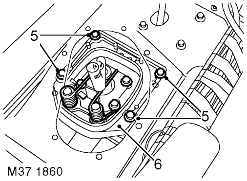 Housing - gear selector – Remove retaining strap and remove gear lever housing rubber boot.