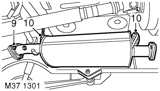 Manual gearbox. – Remove 8 bolts securing rear cross member and remove cross member.