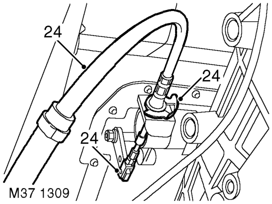 Remove bolt securing breather pipe 'P' clip and