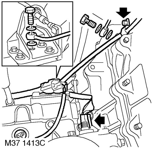 Remove 2 cable ties securing cable to fuel pipes. 29. Position container to catch oil spil