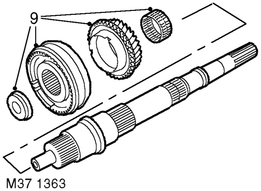 Using tool LRT-99-002 and support bars under 3rd gear and press off output shaft pilot bea