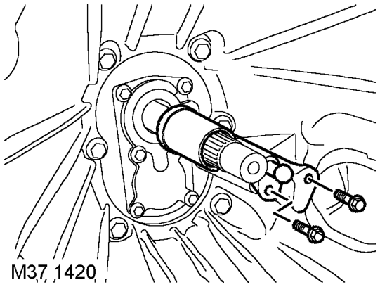 Disassembly – Remove bolt securing clutch release fork, remove retaining clip and remove clutch release 