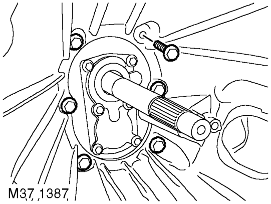 Disassembly – Remove 2 bolts securing release bearing sleeve and remove bearing sleeve.