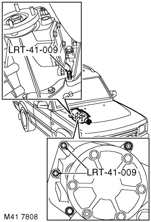 Position gearbox support jack and secure support plate to jack using 4 bolts.