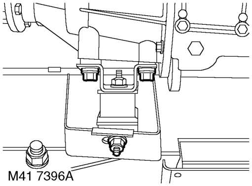 Position a jack to support gearbox and engine.
