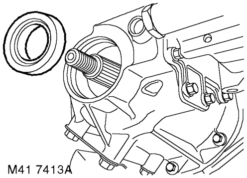 Seal - front output shaft – Using tool LRT-99-500 if necessary, remove drive flange from transfer box.