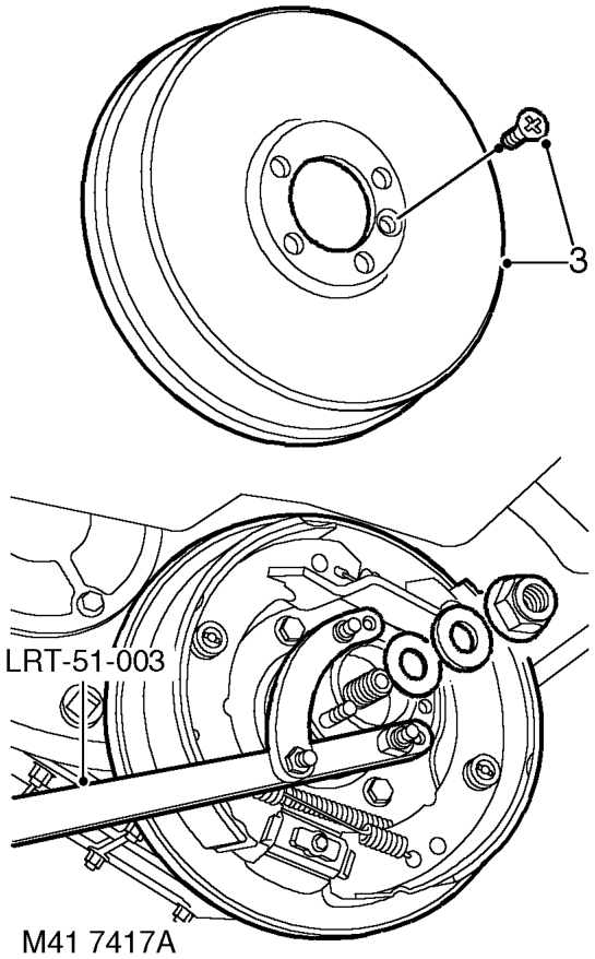 Seal - rear output shaft – Loosen brake shoe adjuster bolt.