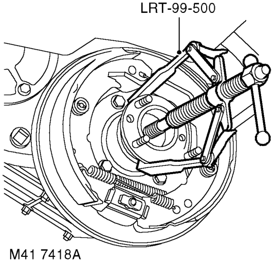 Seal - rear output shaft – Restrain transfer box drive flange using tool LRT-51-003. Remove and discard drive flange 
