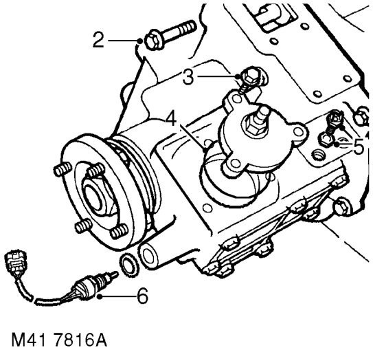 Disassembly – Remove 6 bolts securing high/low cross shaft housing to front output shaft housing and rem