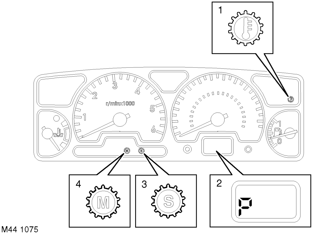 Warning lamps and selector lever position indication