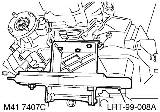 Release transfer and automatic gearbox 24. Remove 4 bolts and nut, remove engine RH breath