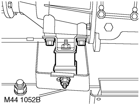 Remove 4 bolts and nut, remove engine LH rear mounting.