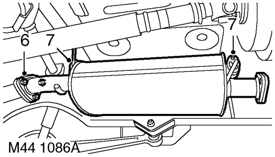 Gearbox - v8 – Remove exhaust front pipe.  MANIFOLDS AND EXHAUST SYSTEMS - V8, REPAIRS, Front pipe.
