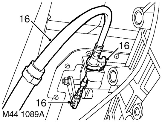 Remove 4 bolts from hand brake back plate, release back plate and tie aside.